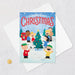 Charlie Brown Christmas card/ Advent Calendar with characters around a Christmas tree on a light blue background
