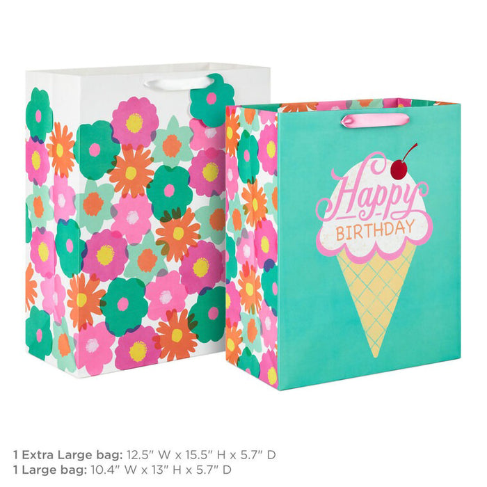 Hallmark : Flowers and Ice Cream 2-Pack Birthday Gift Bag Bundle at Annie's Hallmark
