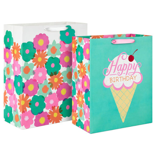 Hallmark : Flowers and Ice Cream 2-Pack Birthday Gift Bag Bundle at Annie's Hallmark