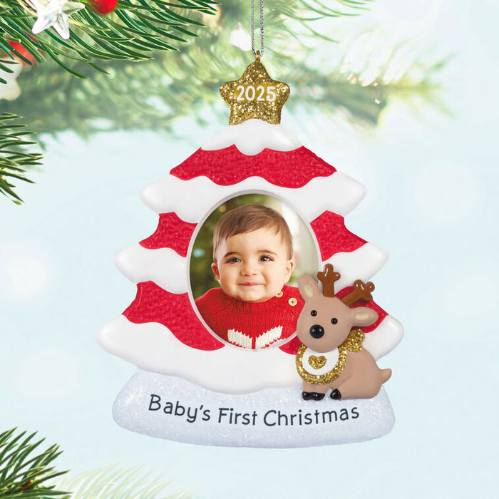 Hallmark : 2025 Keepsake Baby's First Christmas Red and White Tree 2025 Photo Frame Ornament (43) at Annie's Hallmark