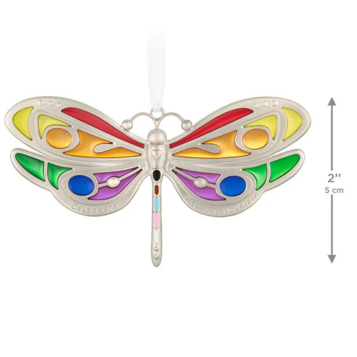 Colorful butterfly-shaped ornament with a white background