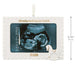 Decorative ornament with ultrasound image and text 'Already rocking our world.' on a white background