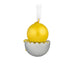 Yellow easter chick inside a gray shell  ornament on a white background