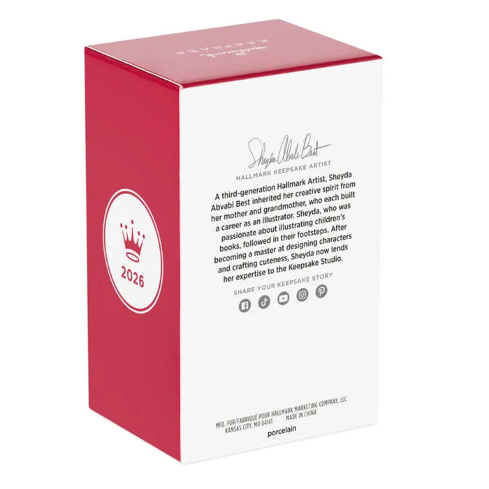 Back of Hallmark 2026 Shell ornament  box on a white background 