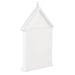 White decorative item resembling a birdhouse on a white background