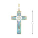 Decorative cross pendant with 'God is Love' message on a white background