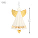 Miniature angel ornament with gold wings and a heart on a white background