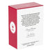 Product packaging with red and white design, featuring text and a logo.