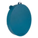 Blue circular object with a handle on a white background