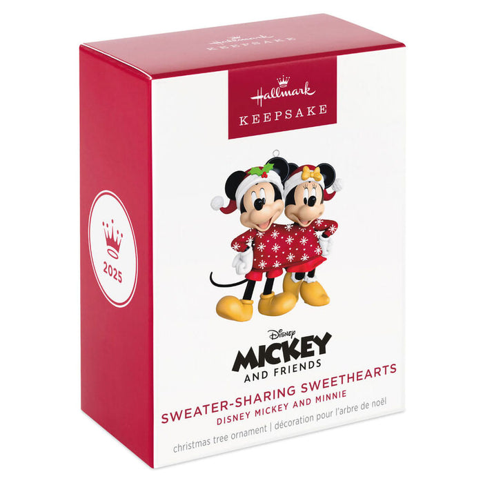 Hallmark : 2025 Keepsake Disney Mickey and Minnie Sweater-Sharing Sweethearts Ornament (329) at Annie's Hallmark
