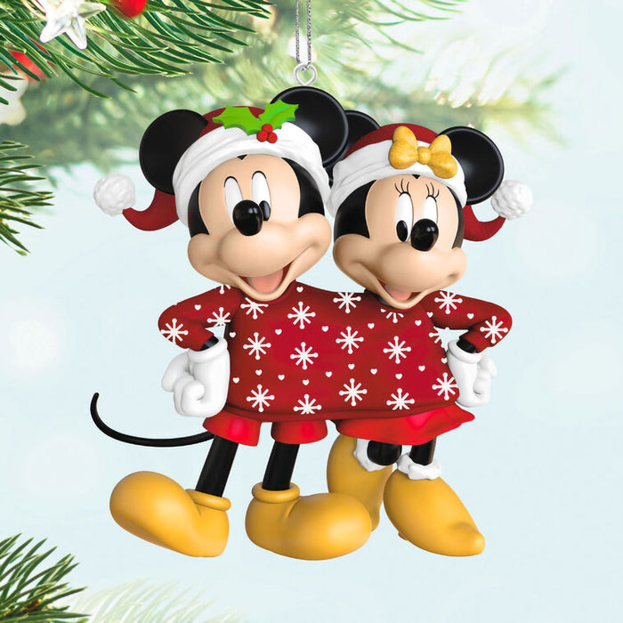 Hallmark : 2025 Keepsake Disney Mickey and Minnie Sweater-Sharing Sweethearts Ornament (329) at Annie's Hallmark