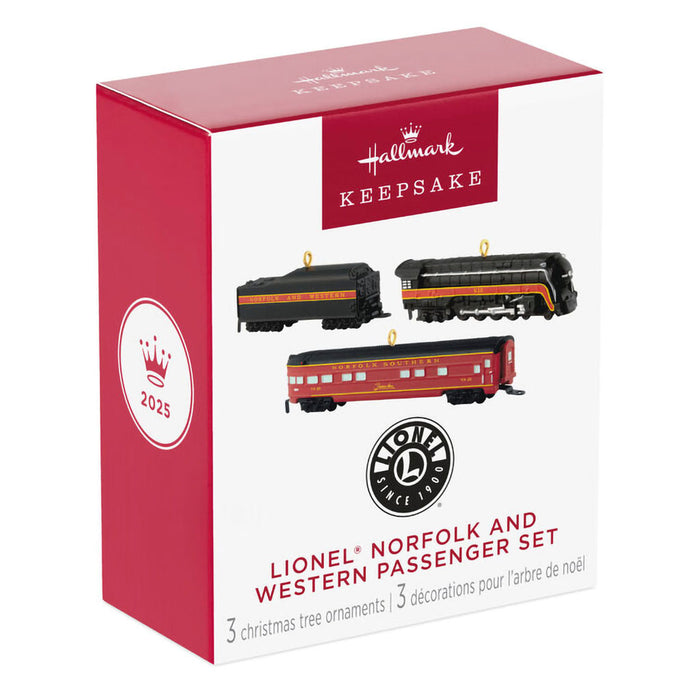 Hallmark : 2025 Keepsake Mini Lionel® Norfolk and Western Passenger Set Ornaments, Set of 3 (394) at Annie's Hallmark