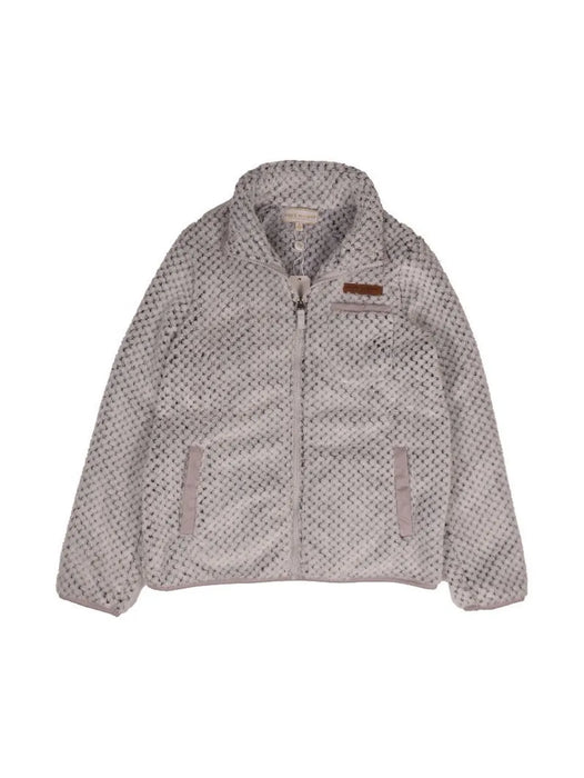 Simply Southern :  Frost GreyZip- Up Fleece Jacket