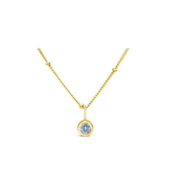 Stia Couture Clear CZ April Birthstone Necklace in Gold with 4mm bezel-set cubic zirconia on sterling silver saturn chain