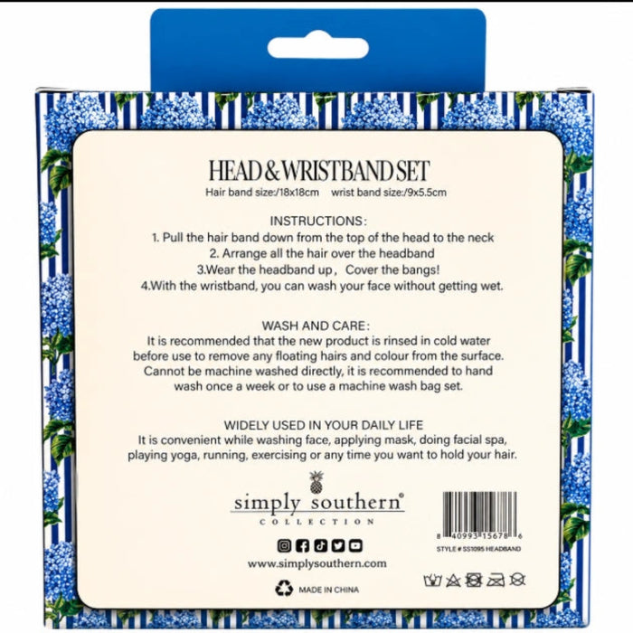 Simply Southern brings you the Spa Blue Headband & Wristband Face Cleaning Set a soft, stylish skincare essential designed to make your daily face-washing routine feel like a spa experience.