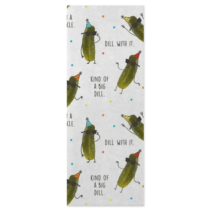 Birthday Dill with it tissue paper out of product packaging  on white background 