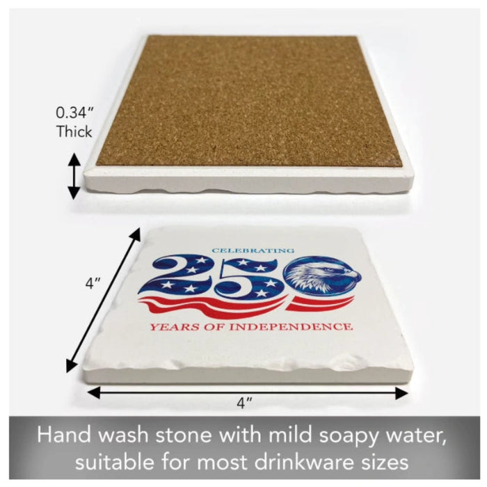 Highland 250 Years single tumbled stone tile coaster featuring a vintage Scottish-inspired design for protecting tables and decorating any home.