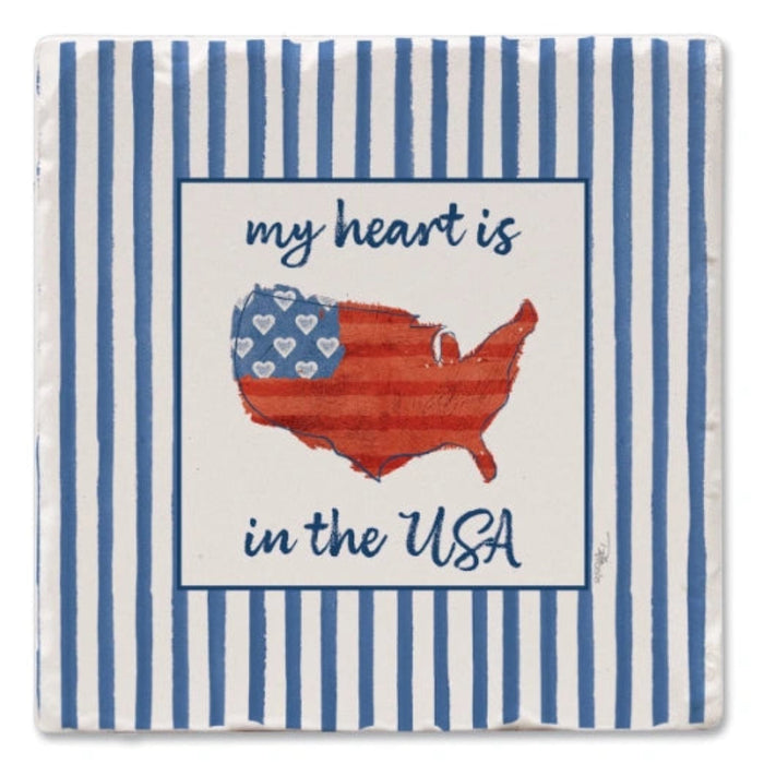 Bring your favorite American city home with the Highland USA Cities Home Single Tumbled Tile Coaster. 