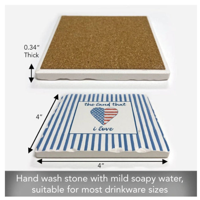 Show your American pride with the Highland USA Heart Single Tumbled Tile Coaster. 