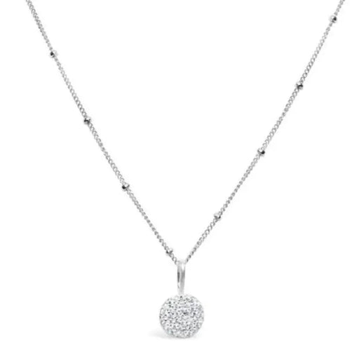 Stia : Charm & Chain Necklace - Pave Disk (Silver) at Annie's Hallmark
