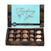 Box of chocolates with 'Thinking of You' message and Abdallah Candies branding.