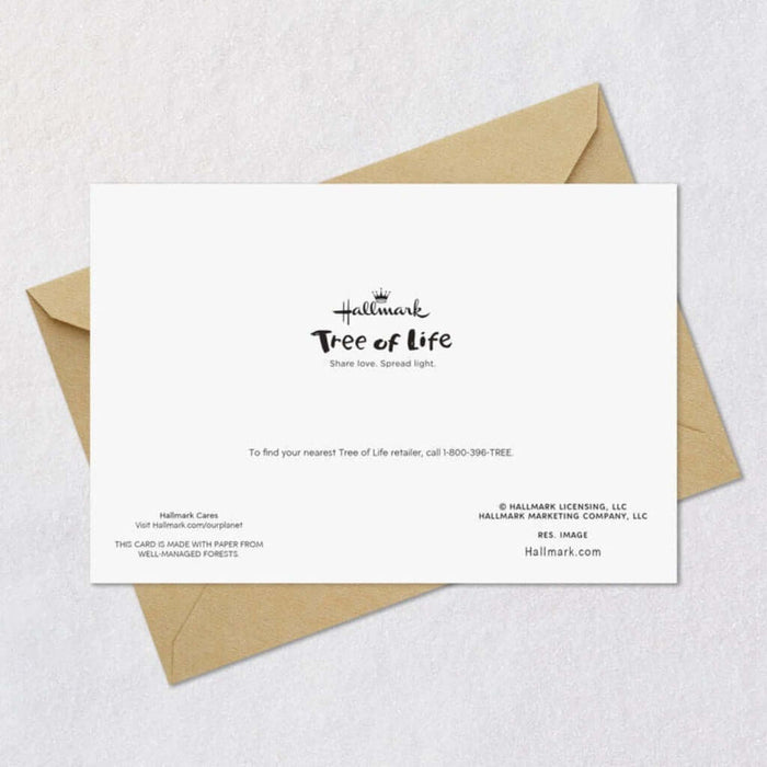 Hallmark Tree of Life card with brown envelope on a light gray background