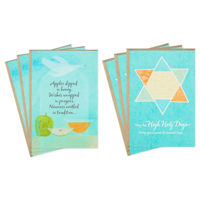 Hallmark : Star of David and Apples Rosh Hashanah Cards, Pack of 6