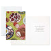 Greeting card with festive illustrations and text on a white background