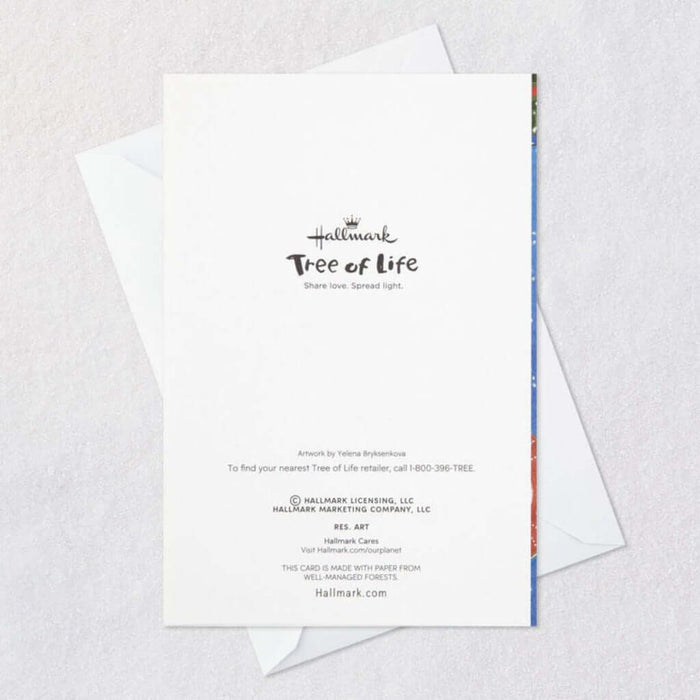 Hallmark Tree of Life card with white envelope on a light gray background