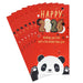 Red greeting cards with a panda design and 'Happy 2026' text on a white background