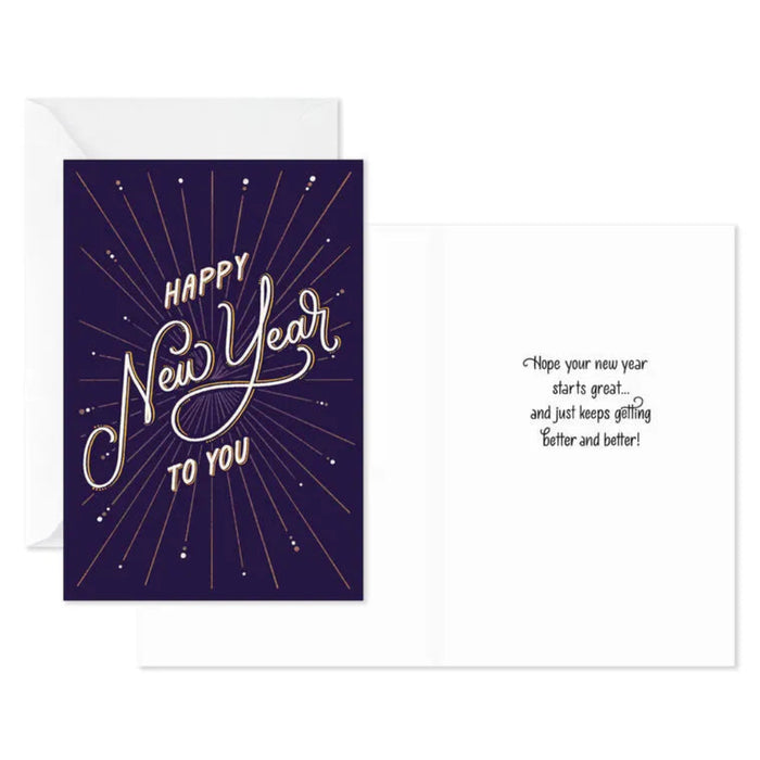 New Year's card with 'Happy New Year to You' text on a dark blue background