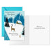 Greeting card with winter scene and deer, blue envelope, and text on a white background