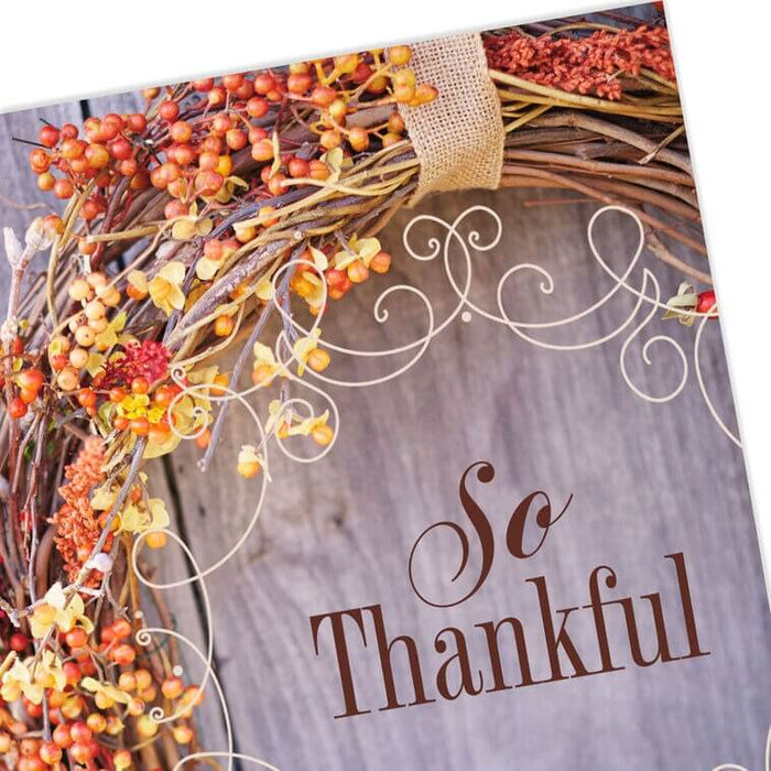 Hallmark : So Thankful Fall Wreath Thanksgiving Cards, Pack of 6