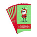Stack of green and red cards with a dancing Santa Claus design and 'It's time to celebrate!' text.