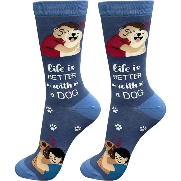 Life Is Better: Crew Socks – "Life is better with Dog"