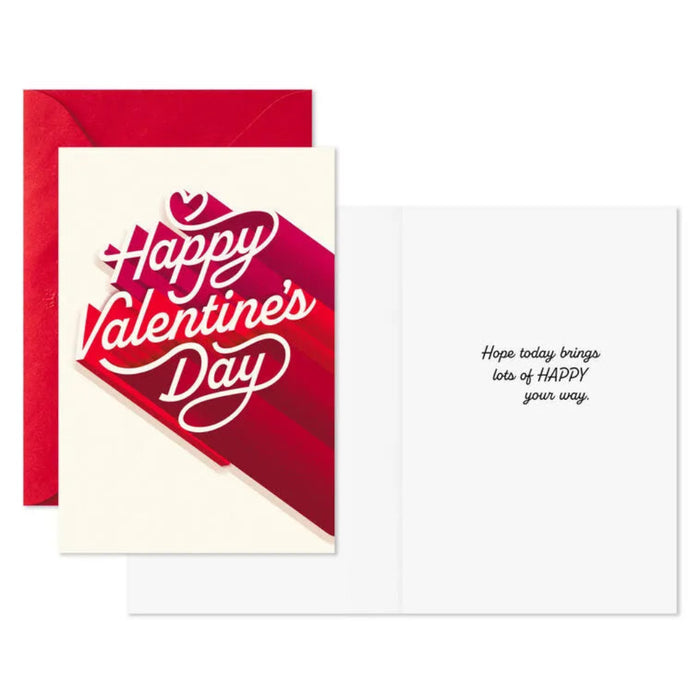 Valentine's Day card with red and white design on a white background