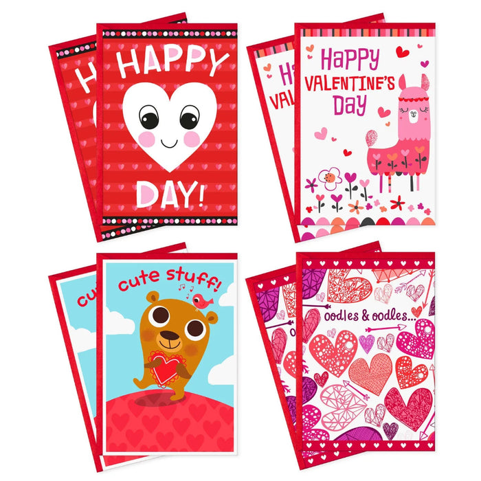 Collection of Valentine's Day cards with various designs on a white background