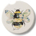 Highland Beautiful Bee Car Coaster featuring a cheerful bee illustration with an absorbent surface, designed to fit most vehicle cup holders while helping keep them clean and dry.