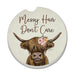 This Messy Hair Cow Stone Car Coaster by Highland adds personality and practicality to your vehicle while helping keep your cup holders clean and dry