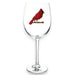 Wine glass with a red cardinal bird design on a white background