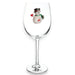 Wine glass with a snowman decoration on a white background
