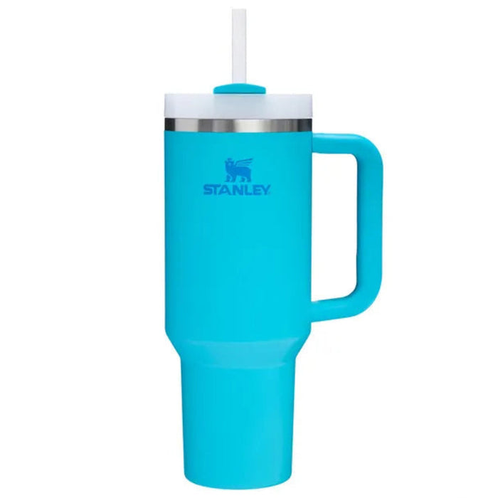 SPLASH Turquoise tumbler with handle and straw lid on a white background