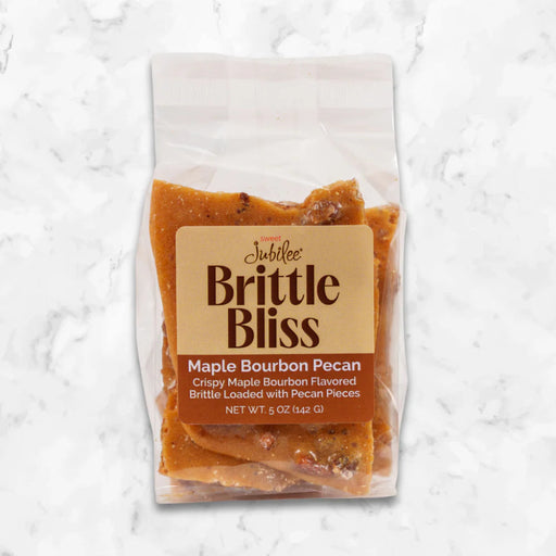 Buttery brittle with maple, bourbon flavor, and roasted pecans.