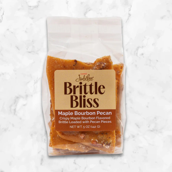 Buttery brittle with maple, bourbon flavor, and roasted pecans.