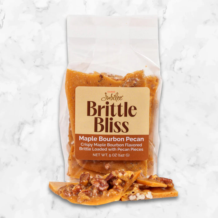 Buttery brittle with maple, bourbon flavor, and roasted pecans.