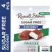  Russell Stover sugar-free coconut chocolate, four-piece pack, featuring individually wrapped coconut-filled candies.