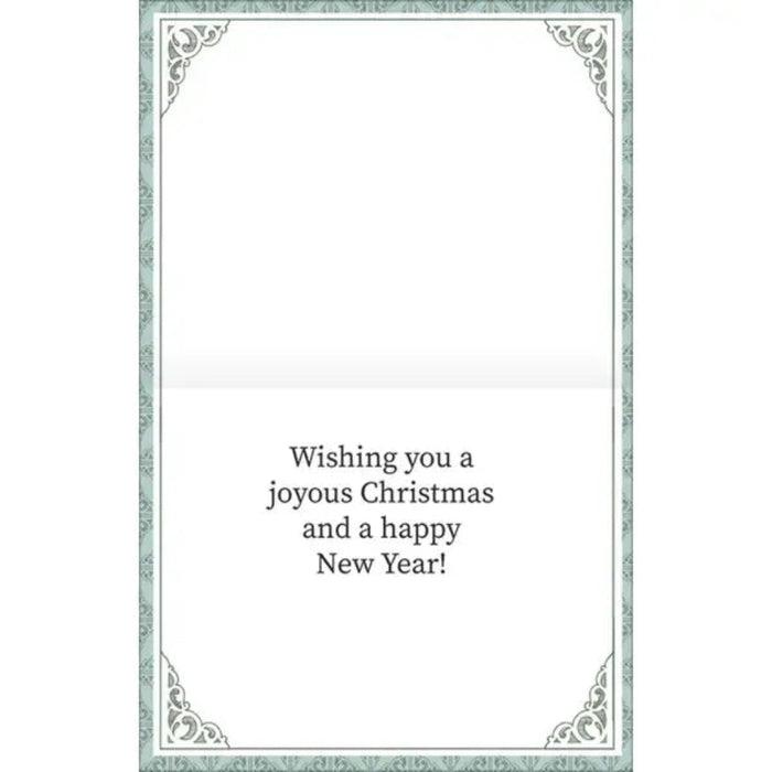 Decorative card with Christmas and New Year wishes on a white background