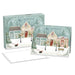 Set of Christmas cards with winter village scene and matching box.