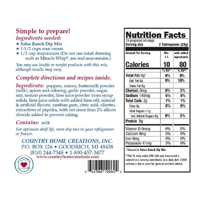 A bowl of salsa ranch dip mix, prominently displaying its label for identification.