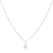 Stia Couture Mini Love Letter N Necklace featuring an engraved N initial pendant in .925 sterling silver with rhodium plating on a delicate Saturn chain.
